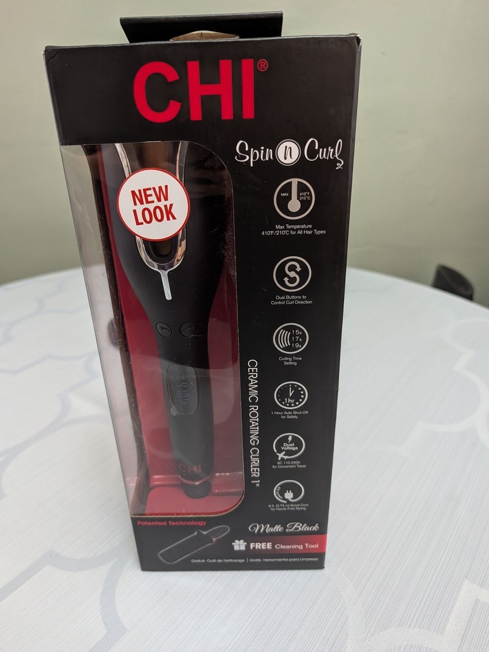 CHI Spin N Curl Ceramic Rotating Curler - Matte Black